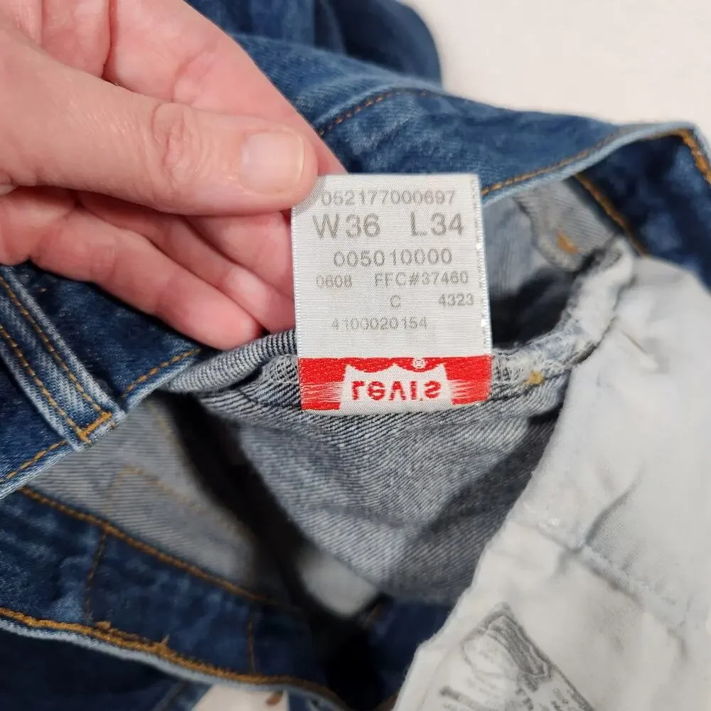 Y2K Levis‎ XX 501 Straight Leg Button Fly Red Tab Jeans 36x34 Fits 34x31 Cotton